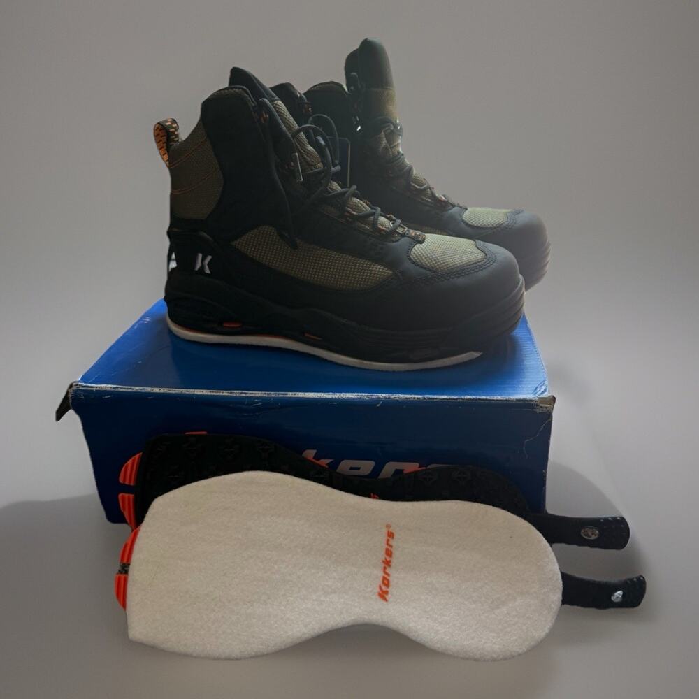 NIB Mens Korkers Greenback Wading Boots Kilng On & Felt Soles Sz 8